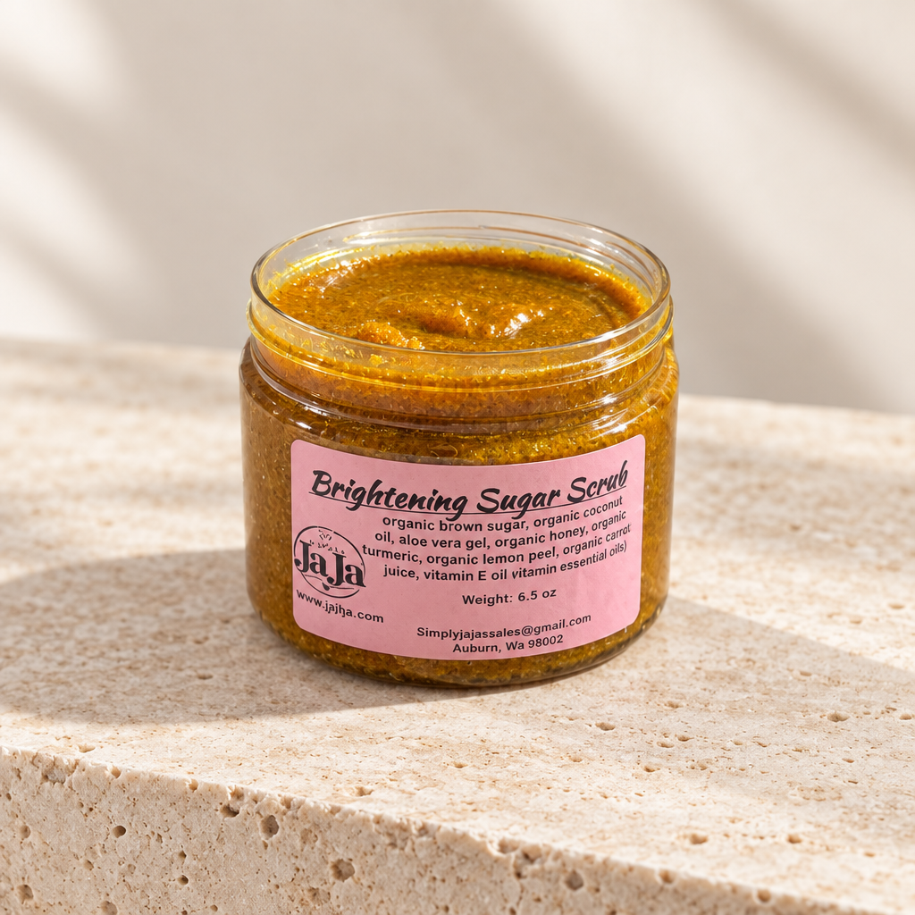 Brown Sugar Scrub on pale stone