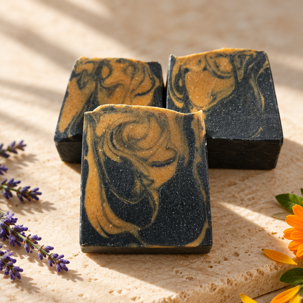 Tallow balm on a warm stone surface